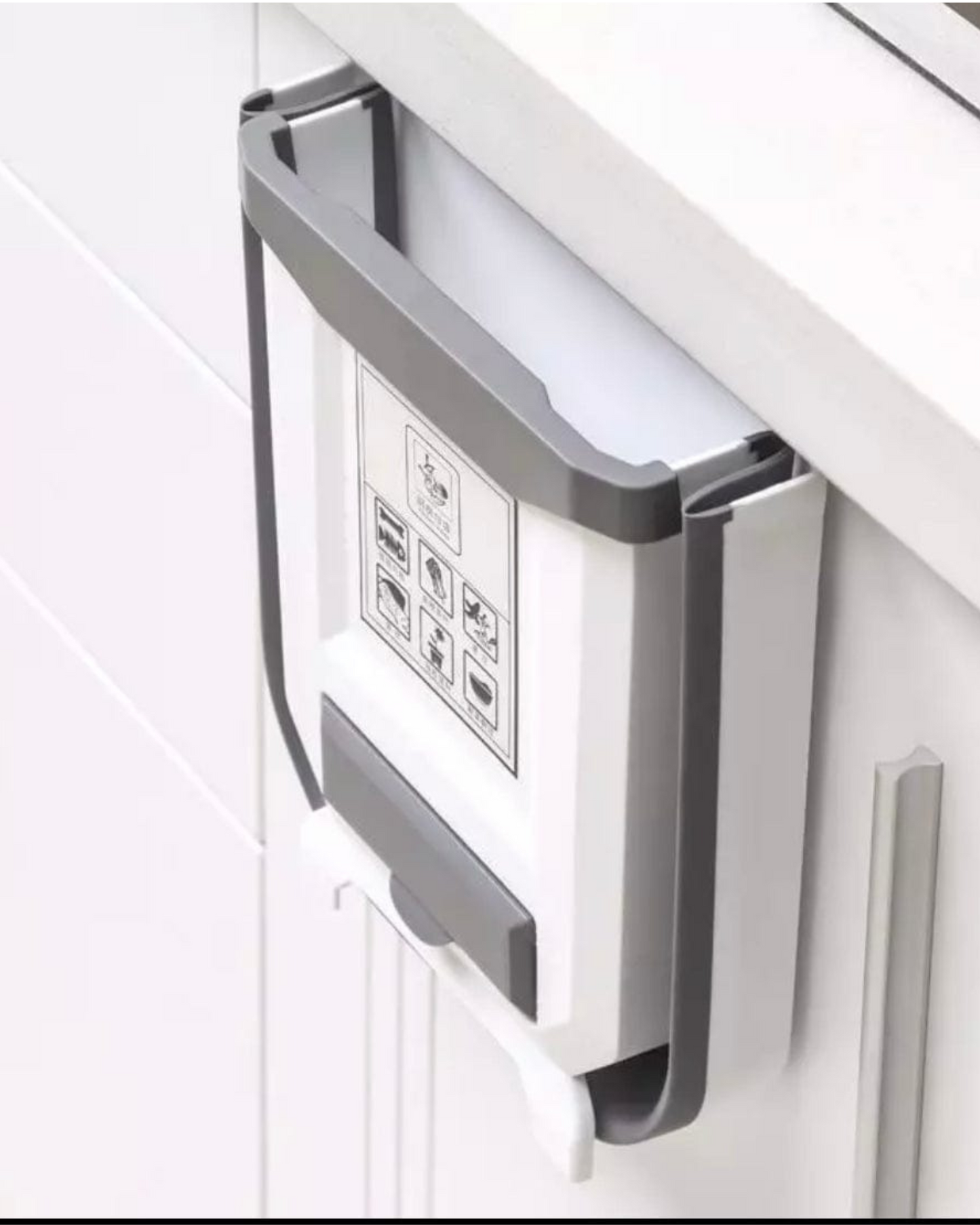 Folding Hanging Waste Bin- 9L , Space-Saving Trash Can for Kitchen & More