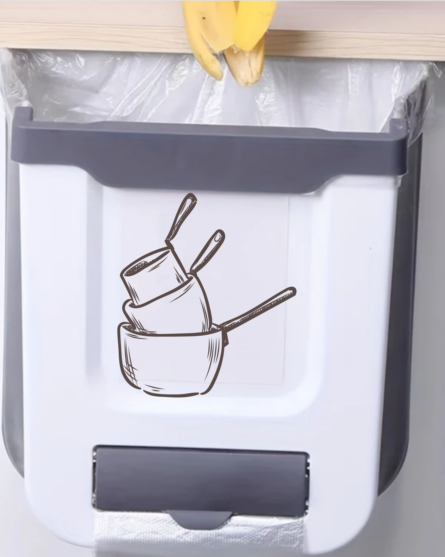 Folding Hanging Waste Bin- 9L , Space-Saving Trash Can for Kitchen & More